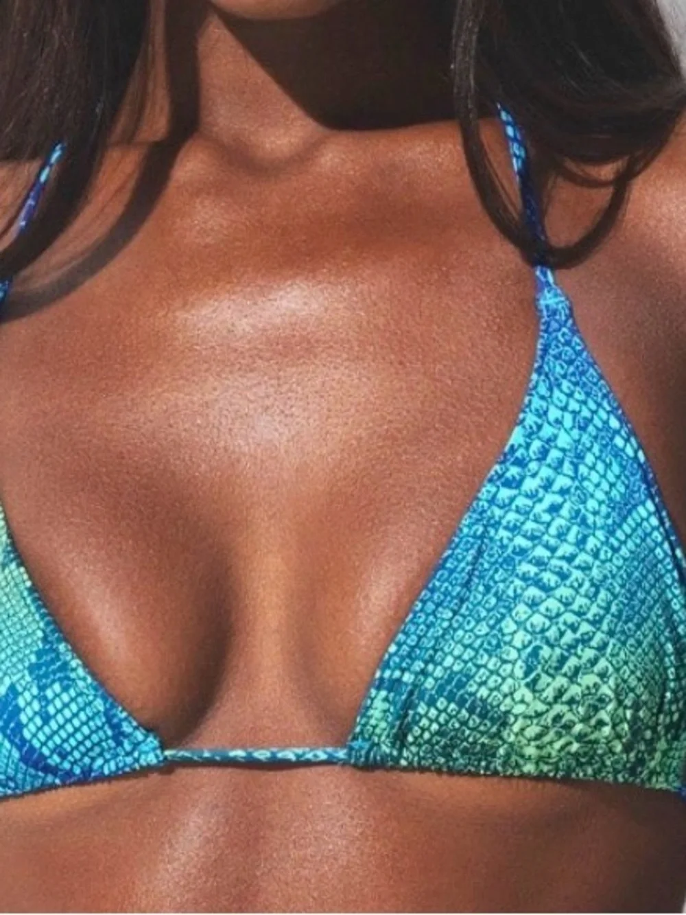 SKIMS Blue Ombre Mesh Sarong with Aqua Patterned Bikini Set .. selling as a set